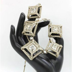 VINTAGE ST. JOHN rhinestone medallions, statement necklace EUC 17 1/2" - 20"